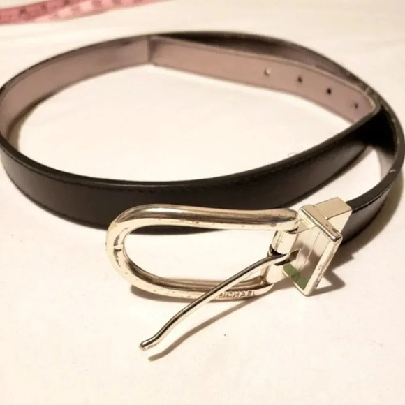 Michael Kors L Reversible blk/pewter belt - Picture 3 of 4
